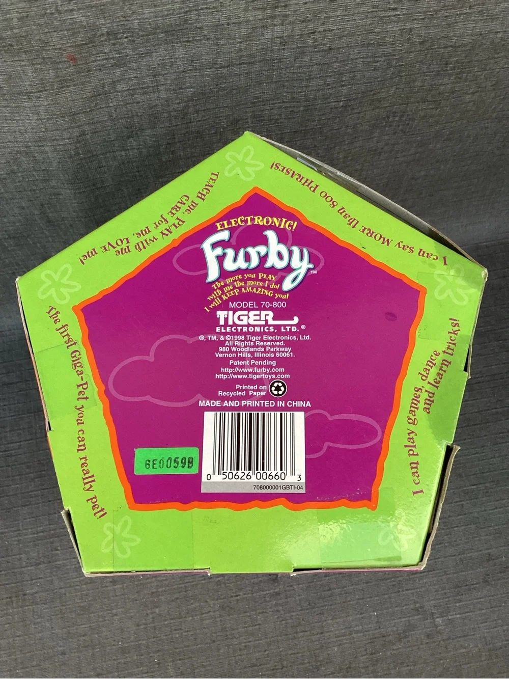 1998 Furby Tiger Electronics Black White Tuxedo Model 70-800 Vintage